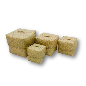 Cestas de Almacenamiento de Hierba Marina Natural, Cestas Tejidas a Mano con Tapas - Product Image 3