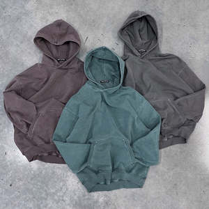 Sweat à capuche ample de luxe 100 % coton 430g délavé à l'acide pour homme avec option de logo personnalisé vierge. - Product Image 1