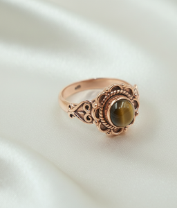 Natural <b>Tiger</b> <b>Eye</b> Gemstone 925 Sterling Silver Handmade Floral Vintage <b>Ring</b> Boho Statement Jewelry Gift Women Anniversary gift - Product Image 3