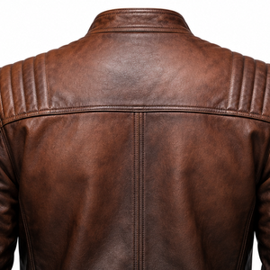 <b>Men</b>’s Premium Brown Shearling <b>Leather</b> <b>Jacket</b> Warm Fleece Lined Winter Biker Coat Zip Up Casual Luxury Outerwear Style - Product Image 4