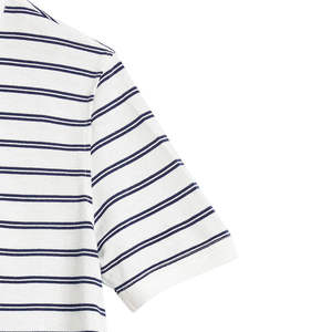 Polo à manches courtes rayé pour homme Coupe classique Tricoté Décontracté Blanc avec rayures marine - Product Image 4