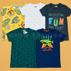 T-shirts en coton pour enfants, impression de dessins animés personnalisés, couleurs variées, vêtements pour enfants, surplus de stock, vente en gros, t-shirts en vrac - Product Image 5
