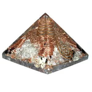 Semiprecious Natural Business Orgone Gemstone Crystal Quartz Choko-Reiki Energy Pyramid for Emf Protection