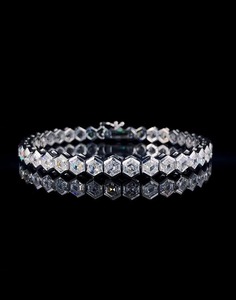 Pulsera de tenis de platino con diamantes cultivados en laboratorio de corte hexagonal, unisex, fina, de lujo, para boda, regalo de joyería - Product Image 4