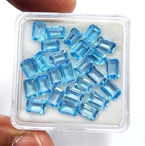 Topaze bleue suisse naturelle, taille octogonale, pierres précieuses en vrac, 3mm 5mm, topaze bleue facettée, vente en gros pour la fabrication de bijoux et de pendentifs - Product Image 6