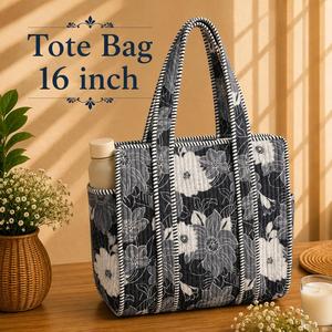 Luxury cottan Tote Bag Women <b>Large</b> Capacity Shoulder Handbag Soft Quilted Fashion <b>Purse</b> Eco Friendly Lightweight Summer Custom - Product Image 3