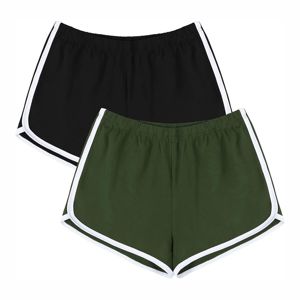 Shorts Personalizables para Mujer con Logotipo Impreso, Alta Calidad, 100% Algodón, Diseño a Rayas en Contraste, Shorts Bermuda con Cordón, Cómodos - Product Image 1