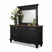 Commode élégante en bois de manguier massif, écologique et durable, avec miroir encadré, 7 tiroirs, pour chambre à coucher, salon, rangement, coiffeuse