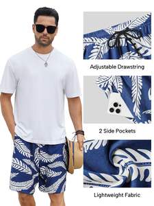 Pantalones cortos estampados para hombre con estampado de palmeras, cintura elástica con cordón, estilo tropical, playero, informal, para vacaciones, coloridos, camisa blanca, para hombre, verano - Product Image 3