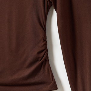 Top corsé de mujer de manga larga con ojales en el cuello, top corto de mujer con ojales, camiseta acanalada lateral estilo streetwear - Product Image 4