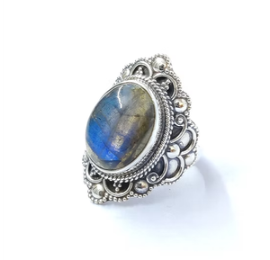 Trendy Modern Minimalist Blue Flash <b>Labradorite</b> <b>Ring</b> Dainty Elegant 925 Sterling Silver Handcrafted Jewelry - Product Image 2