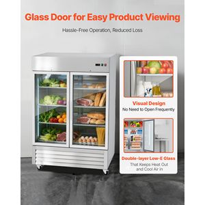 Frigorifero Commerciale Verticale in Acciaio Inossidabile 43.2 Cu.ft con Doppia Porta in Vetro 32.2"W Sbrinamento Automatico - Product Image 6