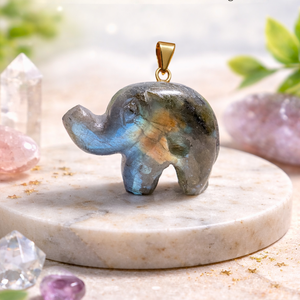 Pendentif Éléphant en Agate Bleue Naturelle Sculpté à la Main, Breloque Animale en Pierre Précieuse, Figurine Porte-Bonheur, Fourniture pour Fabrication de Bijoux - Product Image 3