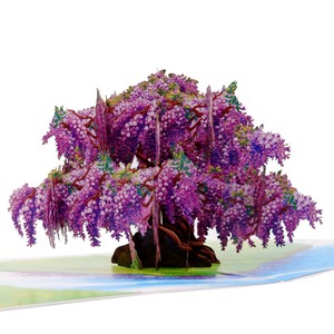Meilleures ventes, arbre à fleurs de glycine violette, carte de vœux 3D, artisanat en papier, artisanat, conception personnalisée au laser, cadeaux faits à la main, Vietnam - Product Image 1
