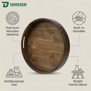 Plateau minimaliste en bois d'acacia, plateau de service en bois, parfait pour servir, organiser et présenter dans la cuisine et le salon. - Product Image 5