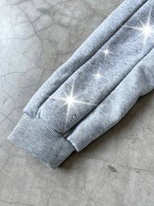 Sudadera con capucha de moda con cremallera y pedrería, estilo urbano Y2K, oversize, venta al por mayor, proveedor de fábrica OEM - Product Image 4