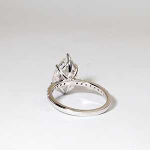 Bague de fiançailles en or massif 10K 14K 18K certifiée IGI, diamant de laboratoire taille poire et taille ronde, couleur E, clarté VVS, pour femme - Product Image 4