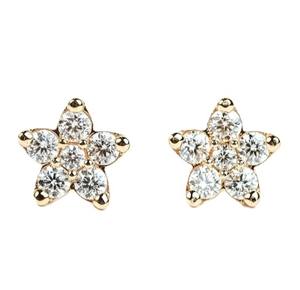Pendientes de oro macizo de 14K y 18K con diamantes redondos certificados por IGI y diseño de estrella y flor para mujer, pendientes de moissanita con forma de flor, regalo para ella. - Product Image 1