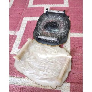Modern Resin Serving Tray <b>set</b> of 2 pcs blue & creamy colored beautiful serving trays made by KHOOSI OVERSEAS - Product Image 3