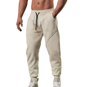Men's Black Sweatpants Elastic Waist Drawstring Casual <b>Joggers</b> With Custom Logo Right Leg Polyester Cotton Blend Sweatpants - Product Image 4