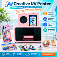 Printer Inkjet UV Flatbed XP600 Mesin Pencetak Warna Kreatif AI untuk Casing Ponsel, Gantungan Kunci, Bola Golf, Akrilik, Kayu, Logam, Kaca