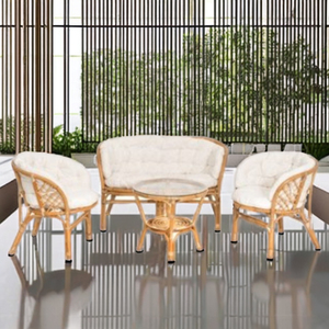 Conjunto de Muebles de Ratán Bahama Skin Living, Sofá y Sillón Cómodos con Mesa de Centro, Muebles Tejidos a Mano Elegantes y Duraderos para Interiores - Product Image 4