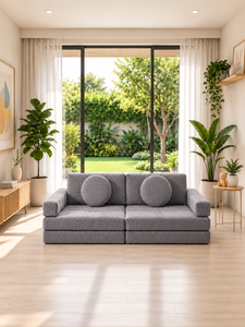 Ensemble de canapé modulaire gris pour enfants par Emerald Charming Square, canapé lounge de taille enfant avec tissu haut de gamme personnalisé pour hôtel, salon - Product Image 1