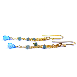 Boucles d'oreilles pendantes plaquées or pour femmes, style bohème, goutte d'eau, cristal, strass, franges, bijoux de fête, boucles d'oreilles en alliage - Product Image 3
