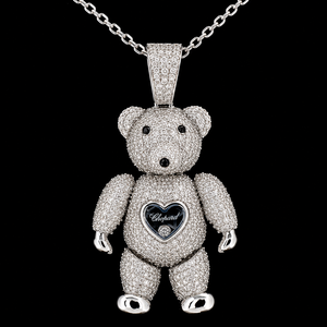 10KT Solid Gold <b>Cute</b> Teddy <b>Bear</b> Pendant with 4.50 TCW IGI Certified Lab Grown Diamonds Luxury Necklace for Kids & Women - Product Image 1
