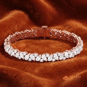 กำไลข้อมือโรสโกลด์ประดับมอสซาไนต์สำหรับผู้หญิง สร้อยข้อมือแบบโซ่เส้นเล็ก แฟชั่นเครื่องประดับ กำไลเทนนิสหลากหลายรูปทรง ของขวัญสำหรับเจ้าสาว เครื่องประดับเสริม - Product Image 3