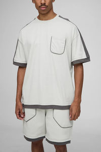 Conjunto de 2 piezas de camiseta y pantalones cortos de algodón personalizados para hombre, ropa de calle, sublimación impresa, conjunto de camiseta y pantalones cortos para hombre - Product Image 6