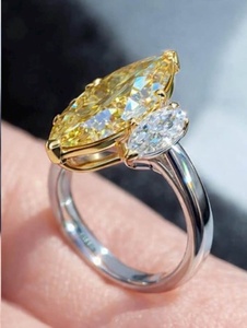 Luxury Marquise Cut Vivid Yellow 5.01CT Diamond <b>Cocktail</b> <b>Ring</b> 14K White <b>Gold</b> Prong Setting IGI Certified Women's Engagement Gift - Product Image 3