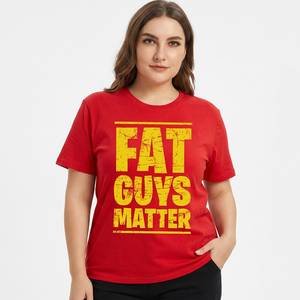 Camiseta Roja de Manga Corta para Hombre Fat Guys Matter, 100% Algodón, Cuello Redondo, Corte Jersey, Estilo Regular, Anti-UV, Transpirable - Product Image 4