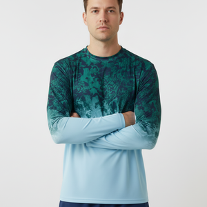 Chemise de sport à manches longues pour homme, entièrement sublimée, col rond, pour la pêche - Product Image 4