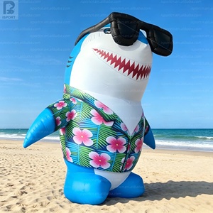 Requin gonflable géant <span class=keywords><strong>de</strong></span> 4 m avec lumières LED, logo personnalisé, modèle <span class=keywords><strong>de</strong></span> requin hawaïen pour événements sur la plage, publicité, fêtes au bord <span class=keywords><strong>de</strong></span> la piscine, scène - Product Image 5