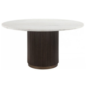 Table à manger ronde moderne avec plateau en marbre et base en bois, 6 places, meubles pour la maison - Product Image 2