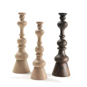 Standing Candle Holders Natural <b>Wooden</b> <b>Candlestick</b> Holder Set Column Shape Distressed Finish For Home Event Decoration - Product Image 3