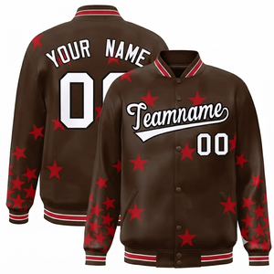 Trendiness Dark Brown Personalized Windproof Varsity <b>Jacket</b> Team Wholesale Polyester/Cotton Wool/Polyester Shell Stand Collar - Product Image 1