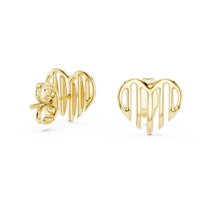 Conjunto de pendientes de corazón modernos en oro amarillo macizo de 18 quilates para compromiso, boda, fiesta, regalo de San Valentín, eventos glamurosos y uso diario para mujeres. - Product Image 1