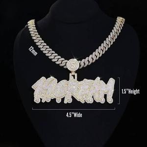 Custom Graffiti <b>Name</b> Pendant Iced Out VVS Moissanite Diamond Cuban <b>Chain</b> Necklace Hip Hop Jewelry Men - Product Image 5