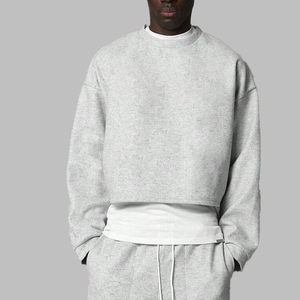 Conjunto de Sudadera Gris con Cuello Redondo para Hombre, Modelo 2026, Pantalones Largos de Color Sólido con Bolsillos Laterales, 100% Algodón, Ropa de Otoño - Product Image 5