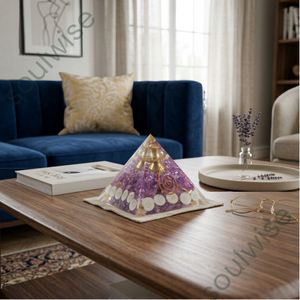 Pyramide sculptée en sodalite violette et améthyste, pointe de cristal décorative, artisanat en pierre semi-précieuse pour la méditation et la décoration intérieure - Product Image 4