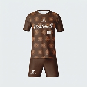 Uniforme de pickleball unisexe respirant imprimé, antibactérien, col rond, manches courtes, été, 100% polyester - Product Image 4