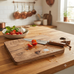 Planche à découper en bois d'acacia avec poignée, planche à découper en bois, plateau de service pour fromage, pour cuisine, restaurant, maison, vente en gros - Product Image 3