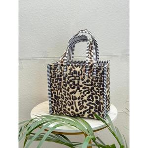 Sac fourre-tout en coton fait main indien, imprimé léopard vintage, petit sac à main pour femme, mini sac de shopping, sac bohème - Product Image 1