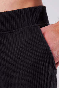 Pantalones Jogger de Algodón con Diseño Personalizado, Corte Regular, para Hombre, Color Negro, Tejido Texturizado Tipo Waffle, Pantalones Deportivos Suaves, OEM - Product Image 3