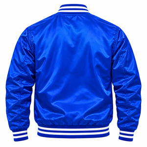 Chaqueta Bomber Azul Rey Phi Beta Sigma 1914 para Hombre, con Escudo Bordado, Cremallera Completa, Satén, Ribete Acanalado, Abrigo Universitario, Ropa Exterior de Fraternidad - Product Image 4