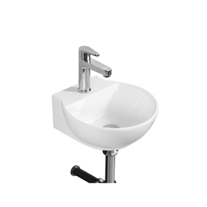 Lavabo Redondo Colgante de Pared Rosy, con un Solo Orificio, Acabado Cromado, Minimalista, Fácil de Limpiar, con Desagüe CUPC de 9L - Product Image 1