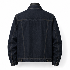 Chaqueta de Mezclilla Indigo Oscuro Personalizada para Hombre, Chaqueta Clásica de Algodón, Fabricante Mayorista OEM ODM - Product Image 2