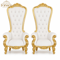 Chaises de mariage de luxe à dossier haut, style trône royal, or et blanc, pour mariés, hôtels, banquets et événements sur scène